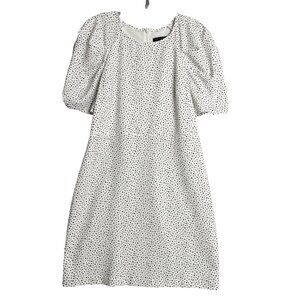 Banana Republic Factory Puff‎ Sleeve Mini Dress Womens 6 Black White Polka Dot